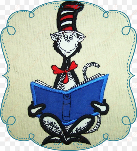 cat in the hat book clip art - embroidery
