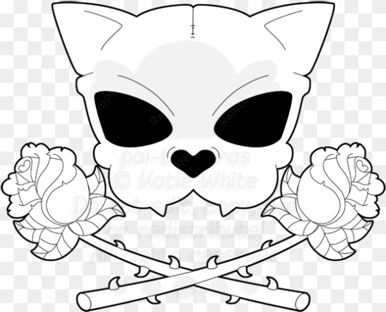 cat skull drawing at getdrawings - cat skull and crossbones