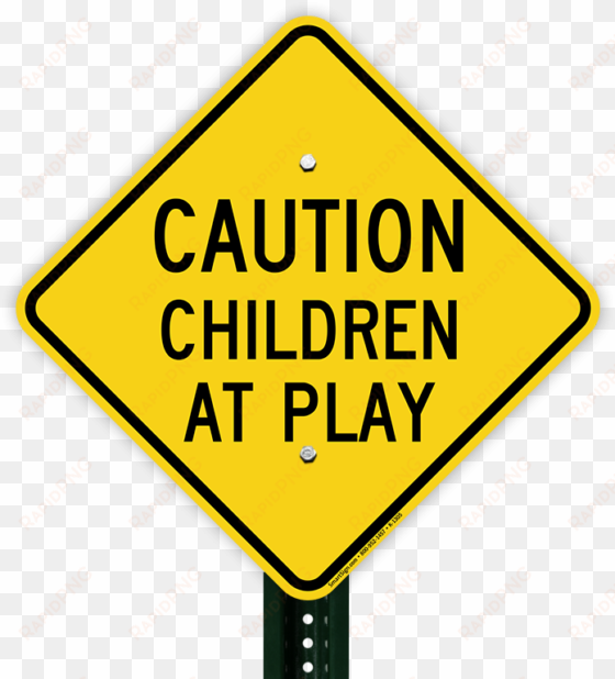 caution children at play aluminum property sign - roadtrafficsigns slow down - children present, fluorescent