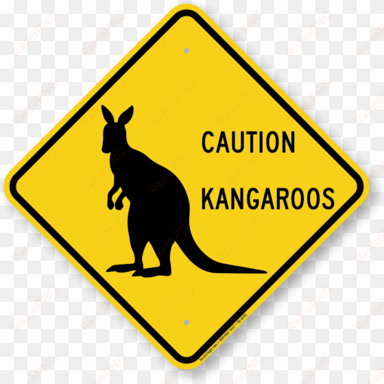 caution kangaroos crossing sign - trucks make wide turns