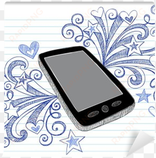 cell phone mobile pda sketchy doodles vector wall mural - vector de celulares