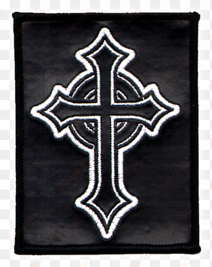 "celtic cross" patch - gothic cross black background