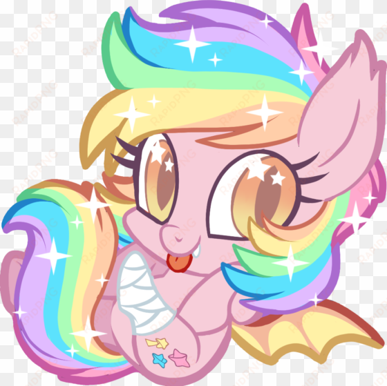 centchi, bat pony, chibi, cute, cute little fangs, - illustration