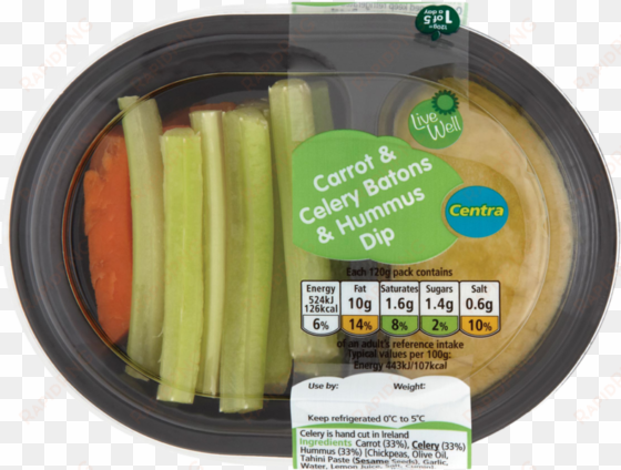 centra carrot & celery batons & hummus dip 120g - hummus and carrot sticks pack