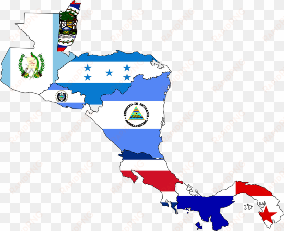 central america map with flags