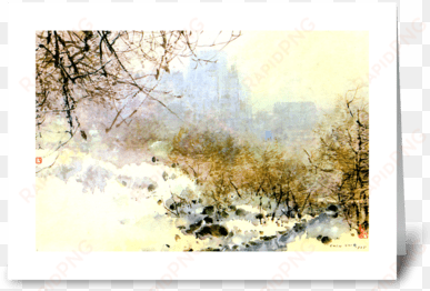 central park in snow by chen chi greeting card - central park