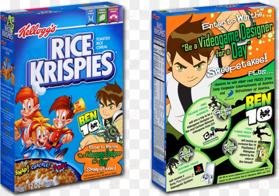 cereal box front and back - kellogg's rice krispies cereal - 12 oz box