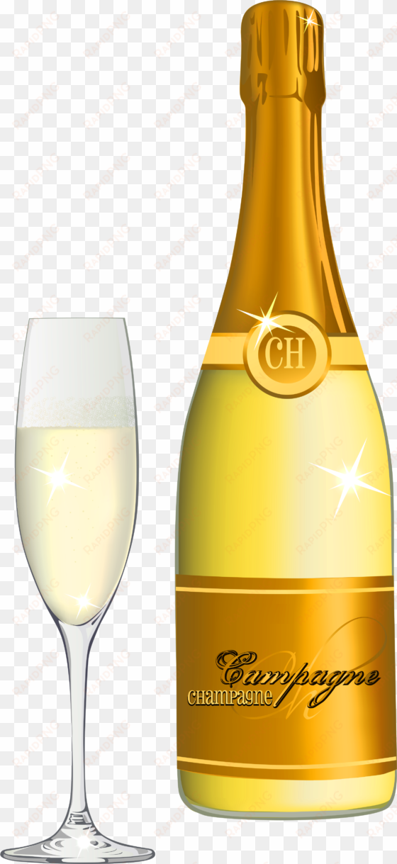 champagne bottle and glass clip art
