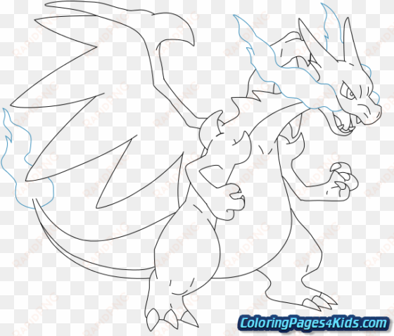 charizard coloring pages - pokemon mega charizard målarbild