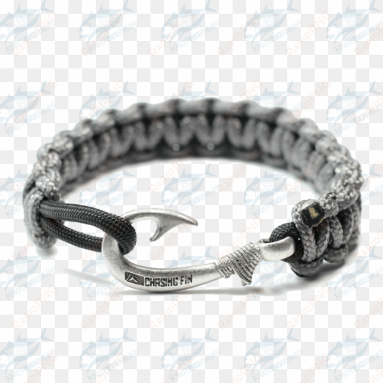 chasing fin slim cobra fish hook bracelet - slim cobra paracord fish hook bracelet (charcoal