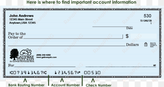 check image with routing number, account number, and - aba routing transit number