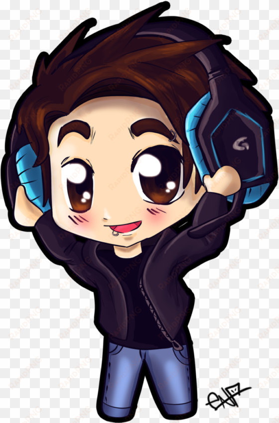 chibi boy with headphones by ena - chibi anime boy with headphones