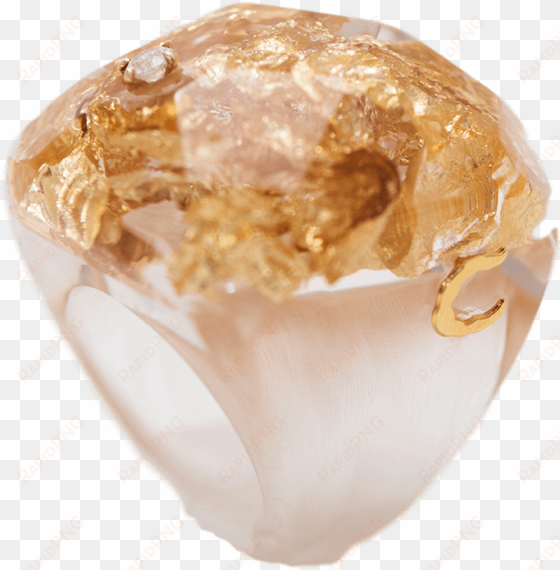 chic broadway, rings - chic broadway - handmade resin ring with gold leaves