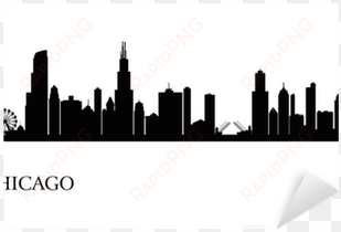 chicago city skyline silhouette background sticker - black and white silhouette chicago skyline