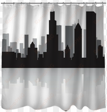 chicago city skyline silhouette shower curtain • pixers® - chicago skyline silhouette clip art
