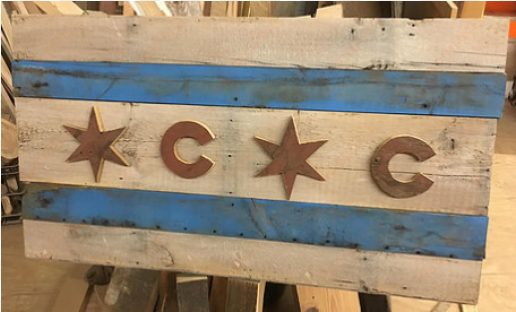 chicago cubs themed reclaimed wood flag from belleandjune - chicago