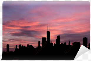chicago skyline at sunset with beautiful sky illustration - skyline