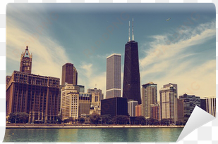 chicago skyline with blue clear sky wall mural • pixers® - trulia