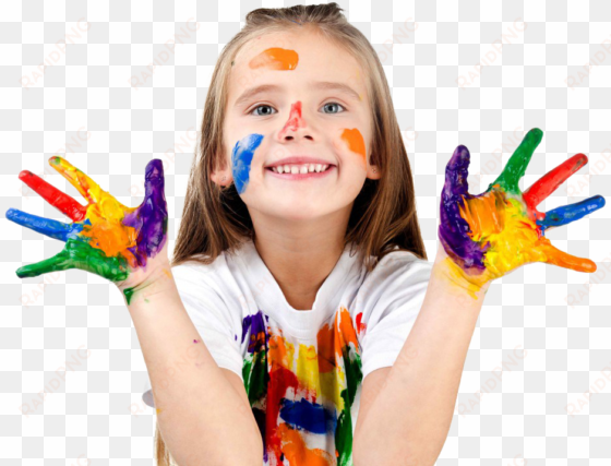children handicrafts & art class penang - girl with color hand