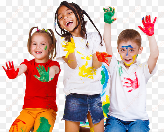 children playing with paint - children paint png