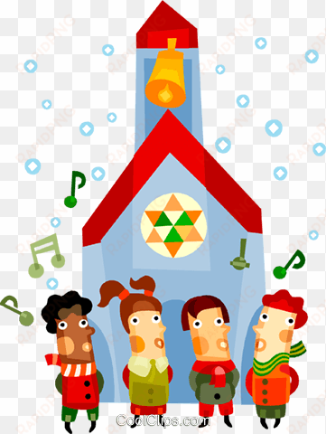 children singing christmas carols royalty free vector - church christmas clip art