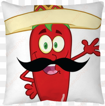 chili pepper with mexican hat and mustache waving for - chilli cartoon