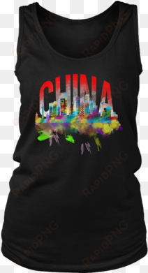 china skyline watercolor horizon sunset love everything - t-shirt
