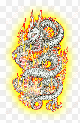 chinese flaming dragon tattoo design - chinese dragon transparent tattoo