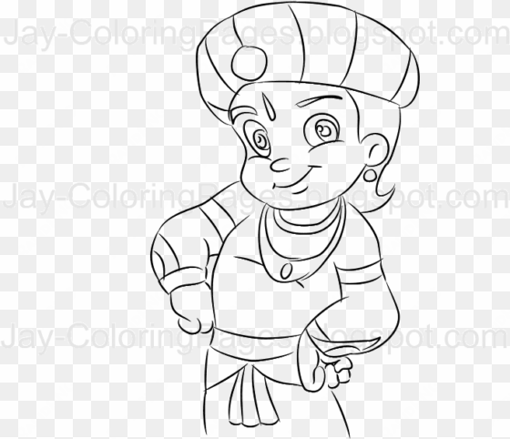 chota bheem coloring page line art by jay - chhota cartoon drawing bheem