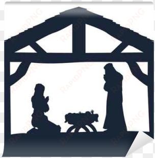 Christian Nativity Christmas Scene Silhouettes Wall - Christian Christmas Shirt Nothing Is Impossible With transparent png image