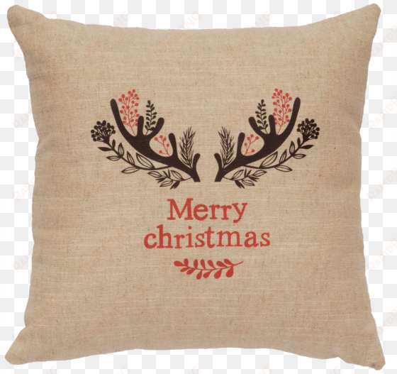 christmas antlers linen pillow - xmas antlers linen throw pillow wooded river