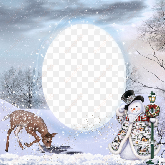 christmas border, christmas frames, diy christmas cards, - thomas kinkade -> midwinter magic snowman