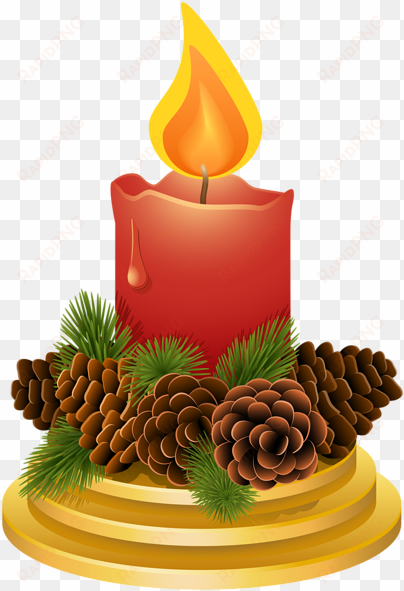 christmas candle with pinecones png clipart image - candle