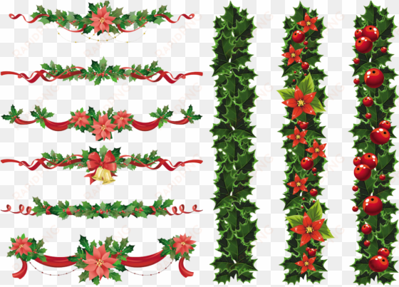 christmas elements png transparent image - christmas garlands vector