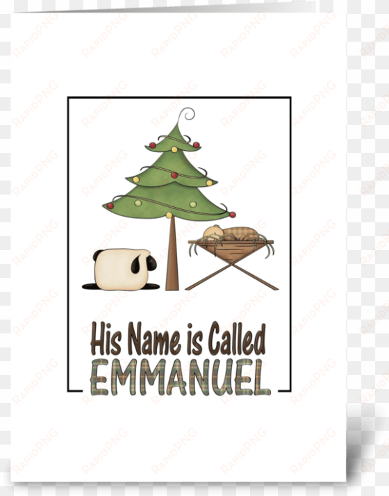 Christmas Emmanuel Baby Jesus In Manger Greeting Card - Christmas Emmanuel Baby Jesus In Manger W/ Lamb & transparent png image