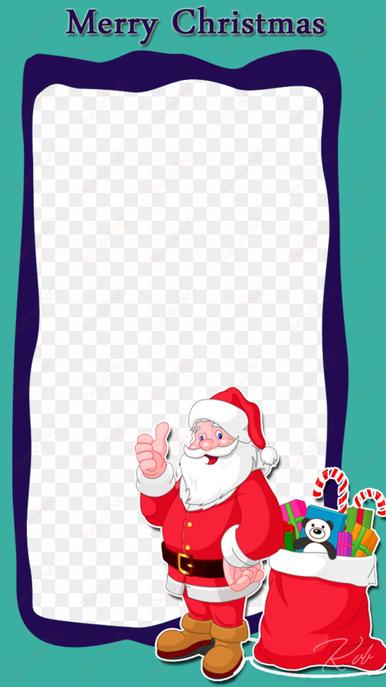 christmas frame with santa and his gift bag - santa claus frame png