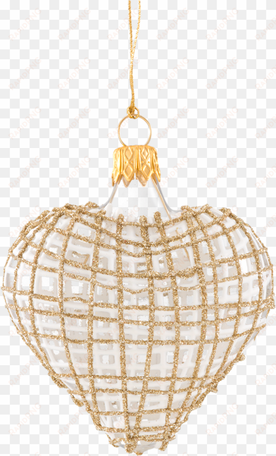 Christmas Ornament "heart" Clear, With Glitter, Gold/white - Christmas Ornament transparent png image