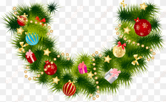 christmas ornaments clipart pine garland - christmas garland vector png