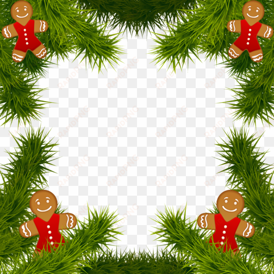 Christmas Pine Frame With Gingerbread - Christmas Day transparent png image