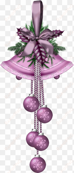 christmas purple bells and ornaments clip art - purple christmas bells