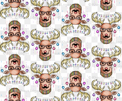 Christmas Reindeer Hipsters Watercolor Lights Hipster - Quadro A3 Moustache Deer transparent png image