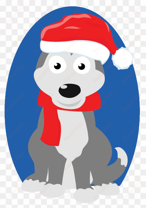 christmas siberian husky - christmas husky clipart