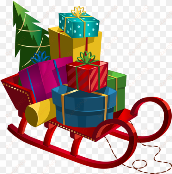 christmas sleigh with gifts png clip-art image - christmas coloring book for children