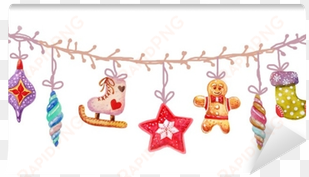 christmas watercolor seamless tree toys icons , items - christmas day