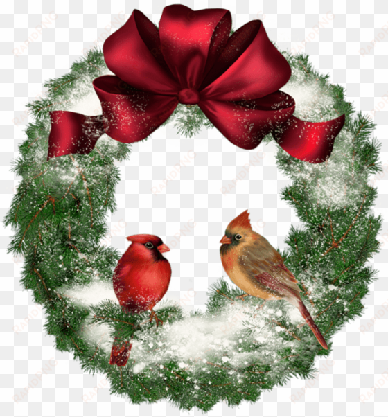 christmas wreath with birds