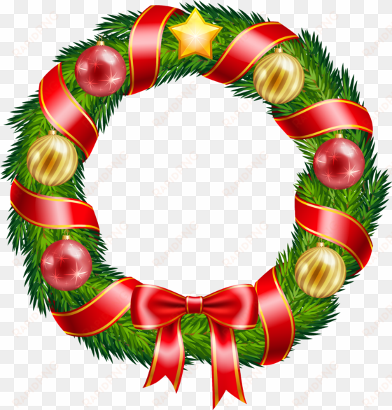 christmas wreath with ornaments and red png - christmas wreath png free