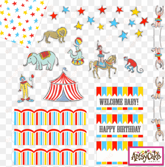 circus whimsy / cake decorations - blue
