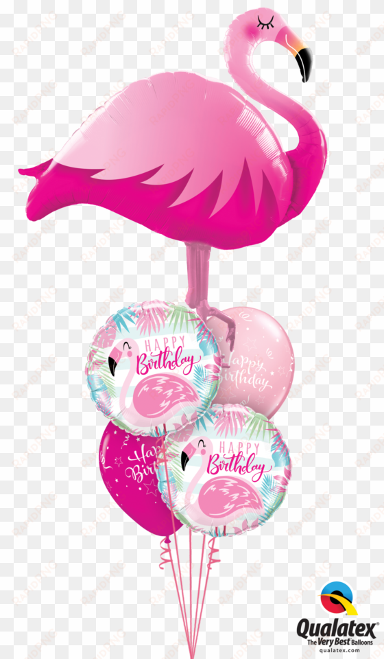 classic birthday balloon bouquet party fever - pink flamingos helium balloons