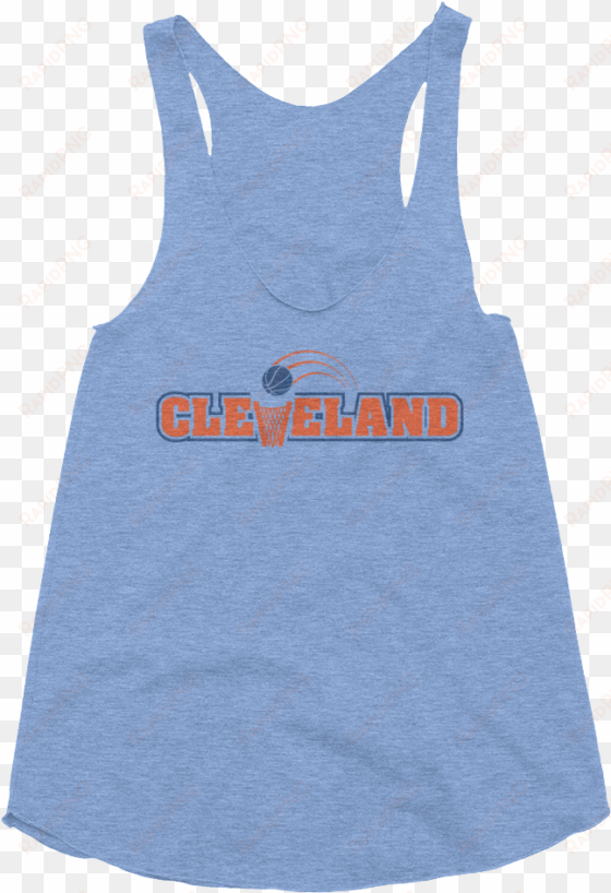 cleveland basketball throwback - yaaas in blue racerback pole fitness tank - black
