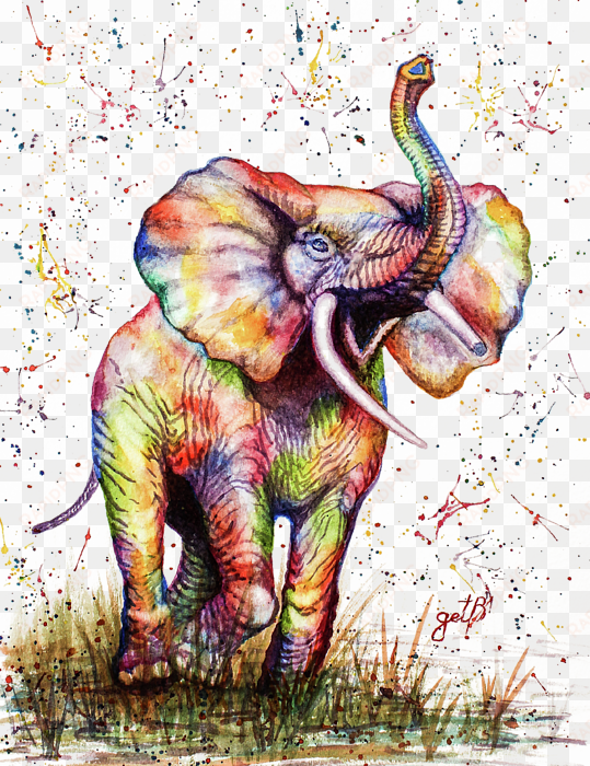 click and drag to re-position the image, if desired - colorful watercolor elephant painting